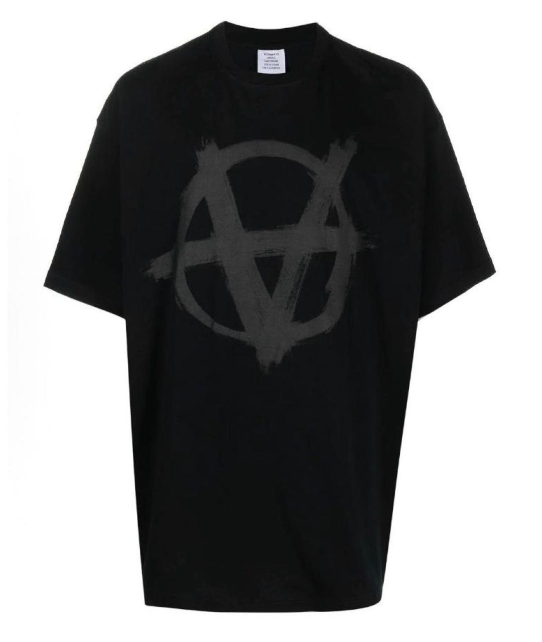 VETEMENTS Черная хлопковая футболка, фото 1