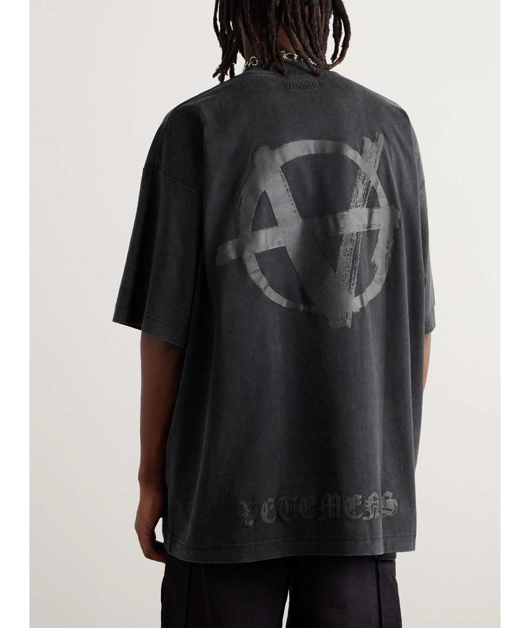 VETEMENTS Черная хлопковая футболка, фото 6