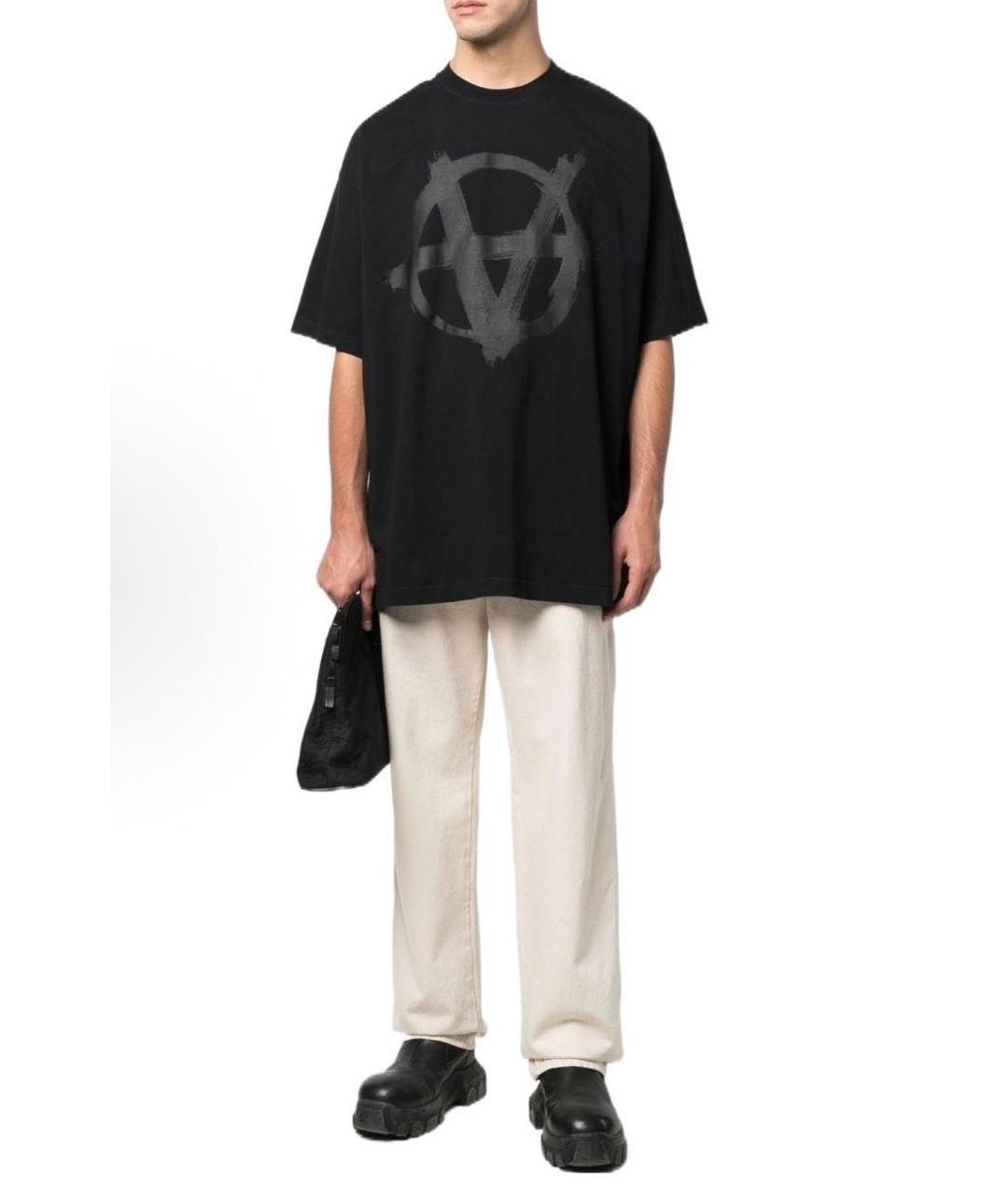 VETEMENTS Черная хлопковая футболка, фото 4