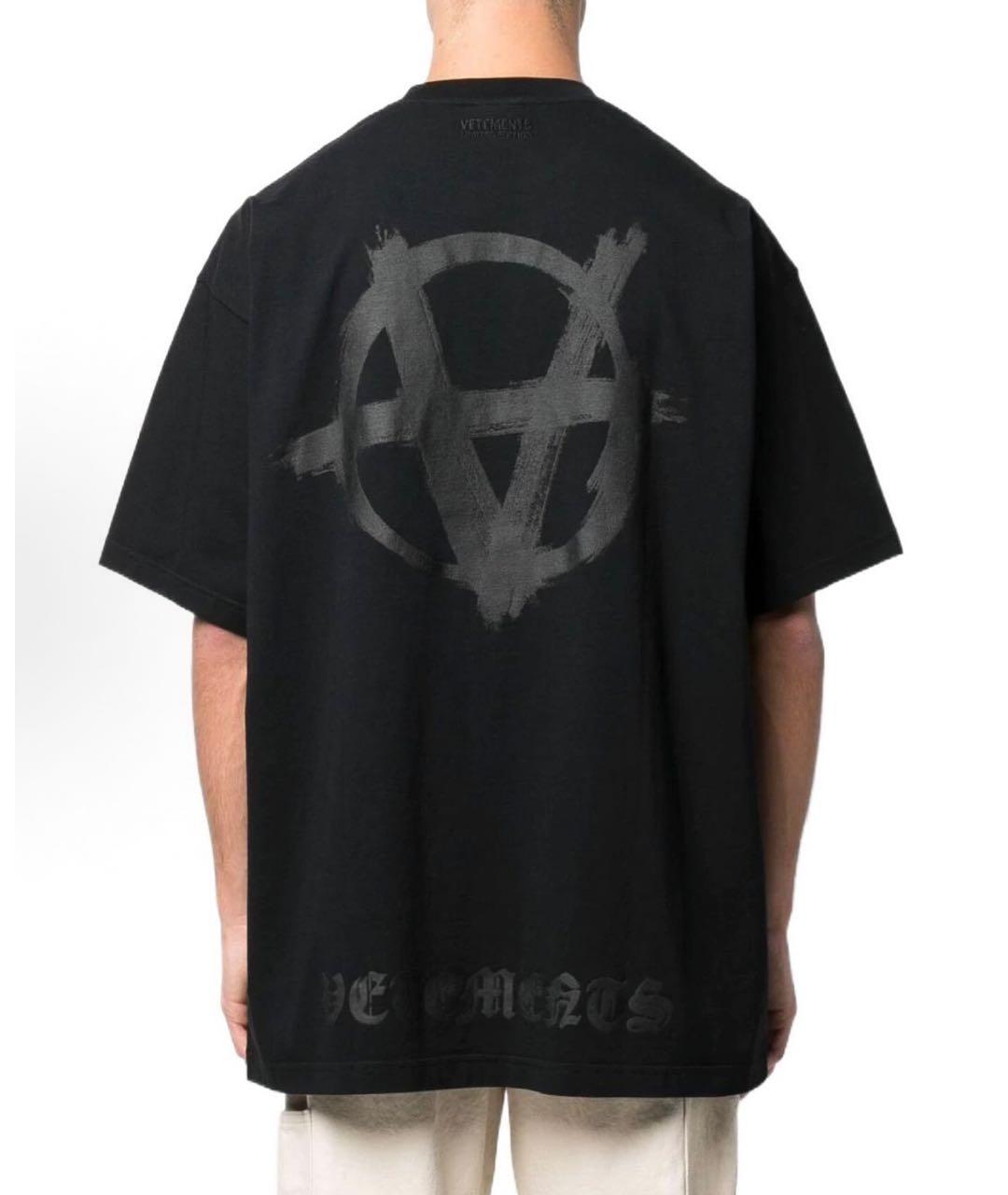 VETEMENTS Черная хлопковая футболка, фото 2