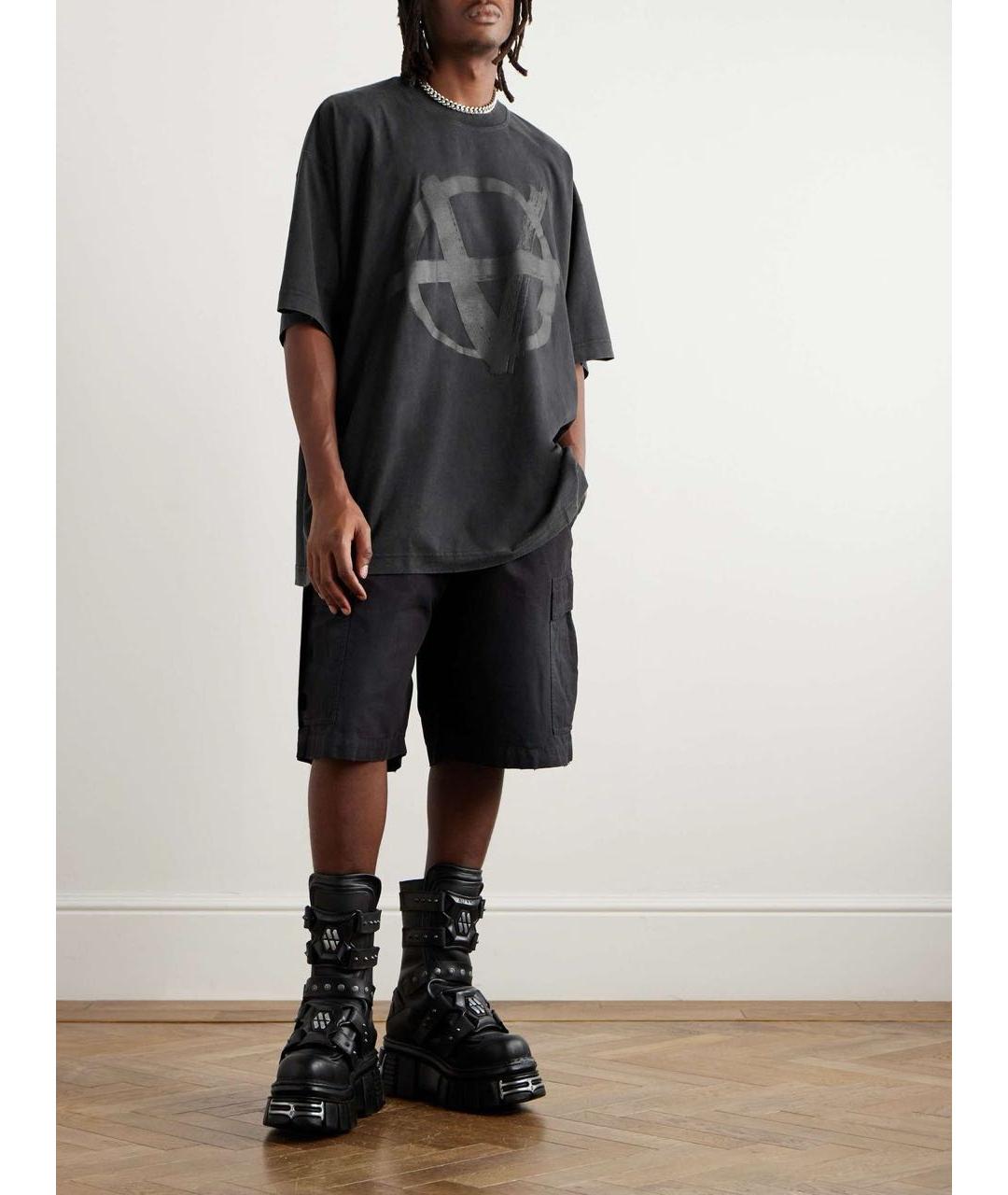 VETEMENTS Черная хлопковая футболка, фото 7