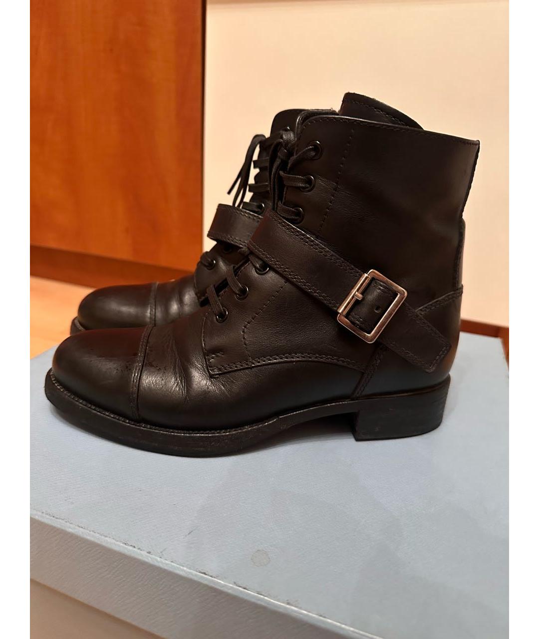 PRADA Черные кожаные ботинки, фото 2