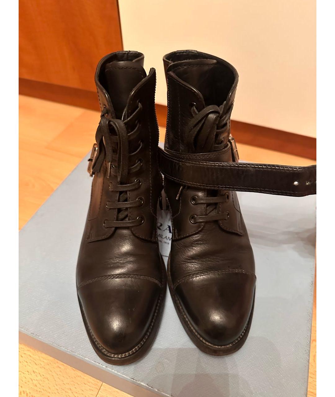 PRADA Черные кожаные ботинки, фото 3