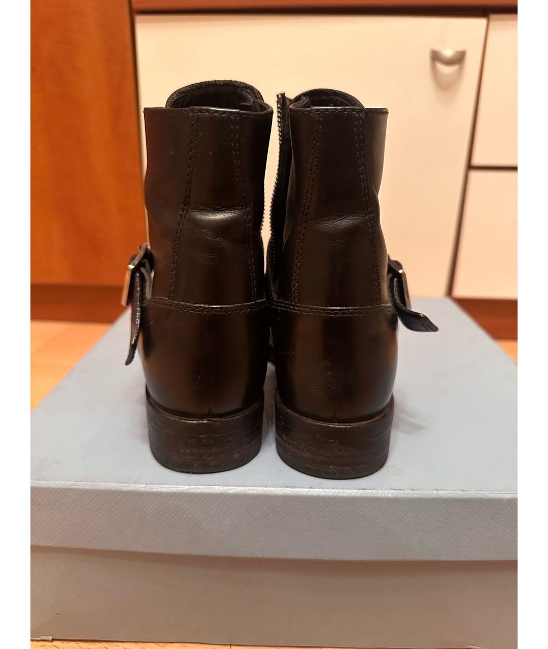 PRADA Черные кожаные ботинки, фото 5