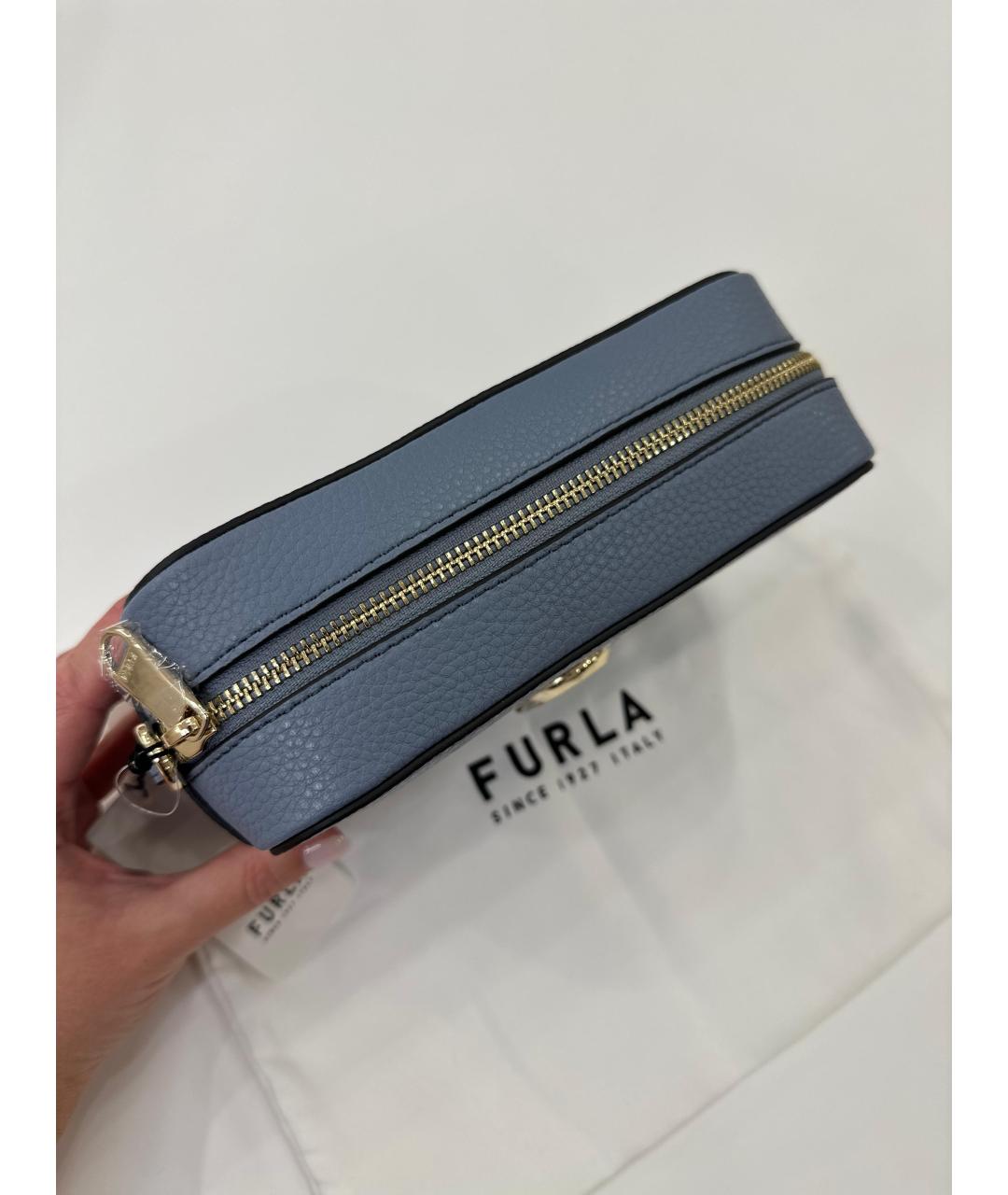 FURLA Голубая кожаная сумка через плечо, фото 6