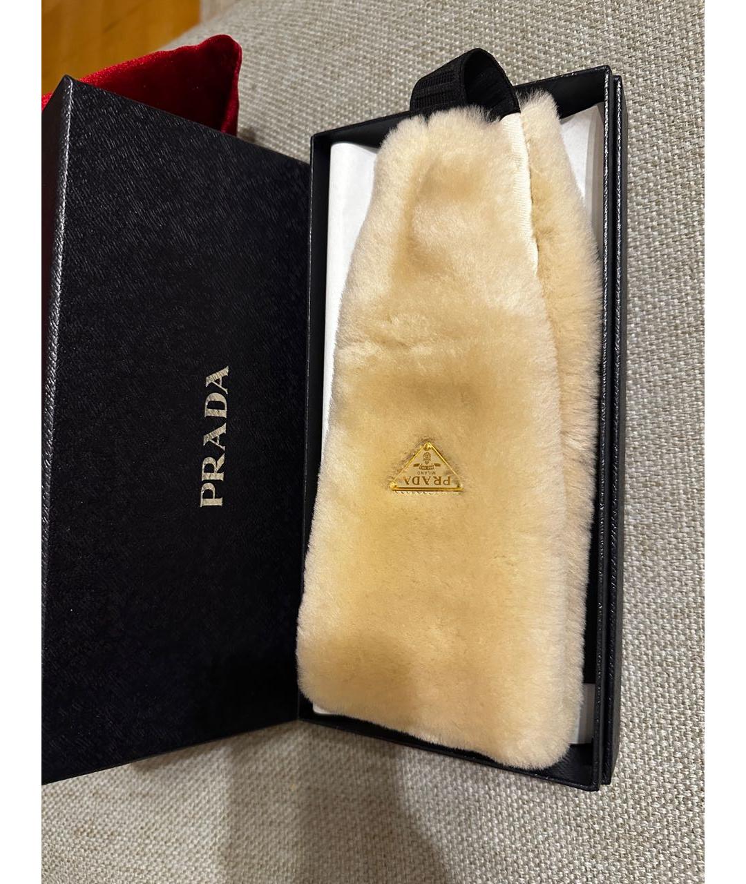 PRADA Бежевая шерстяная повязка на голову, фото 5