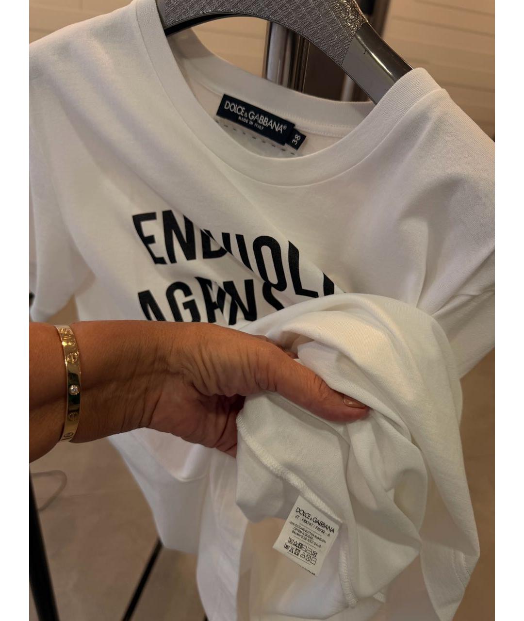 DOLCE&GABBANA Белая хлопковая футболка, фото 4