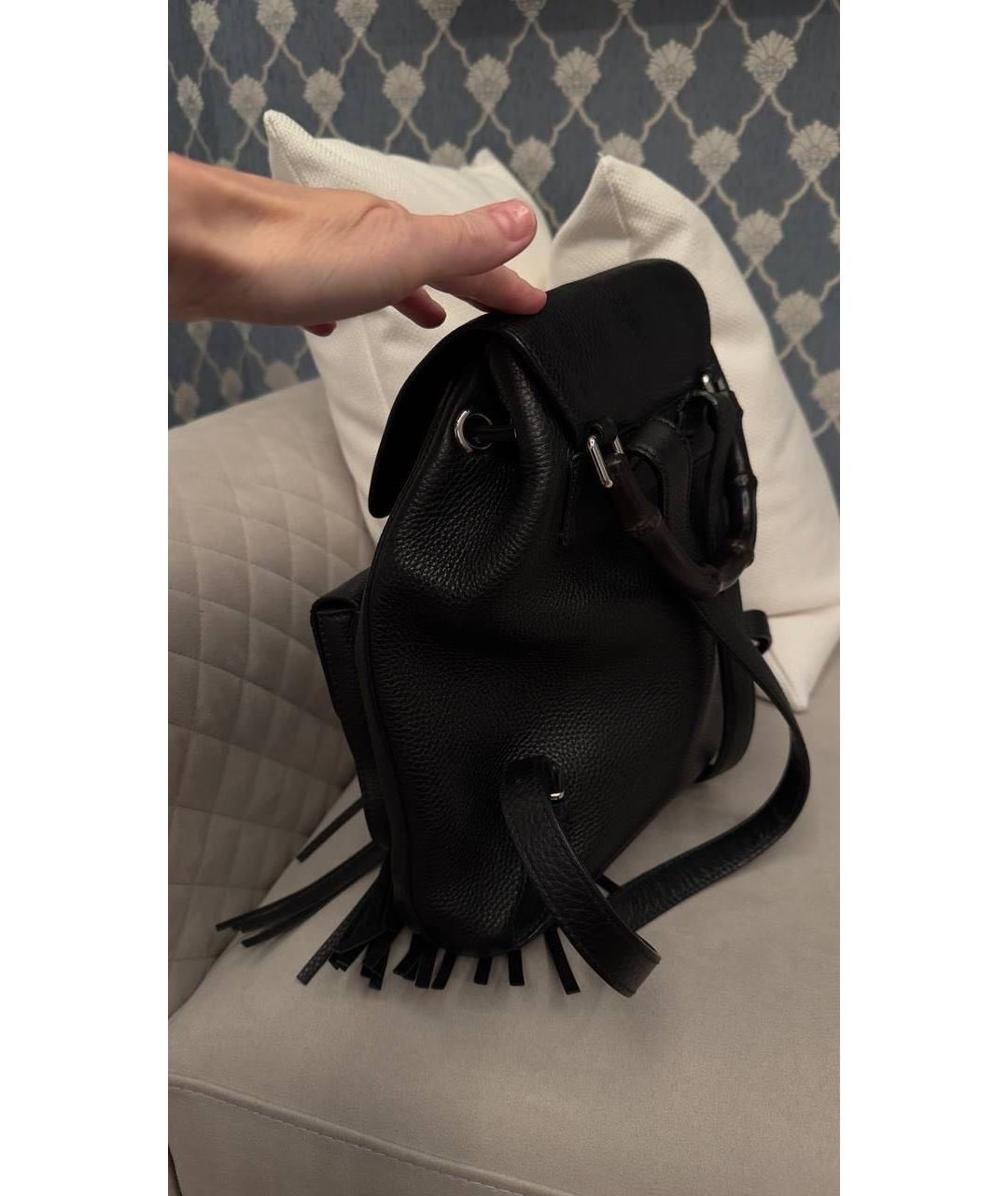 GUCCI Черный кожаный рюкзак, фото 5