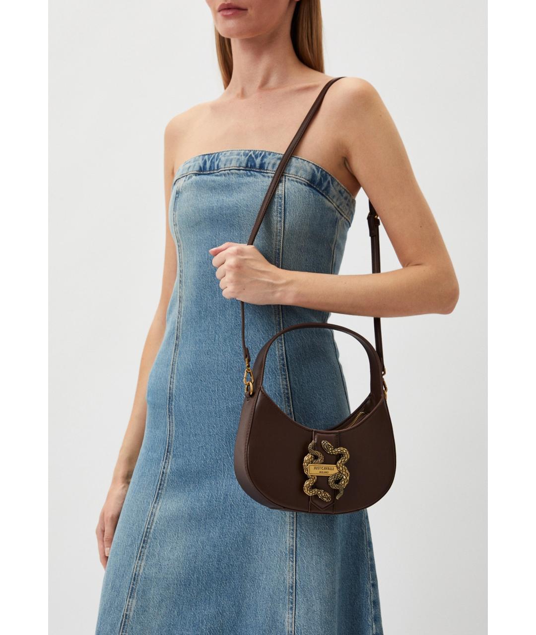 JUST CAVALLI Бежевая сумка с короткими ручками из искусственной кожи, фото 6