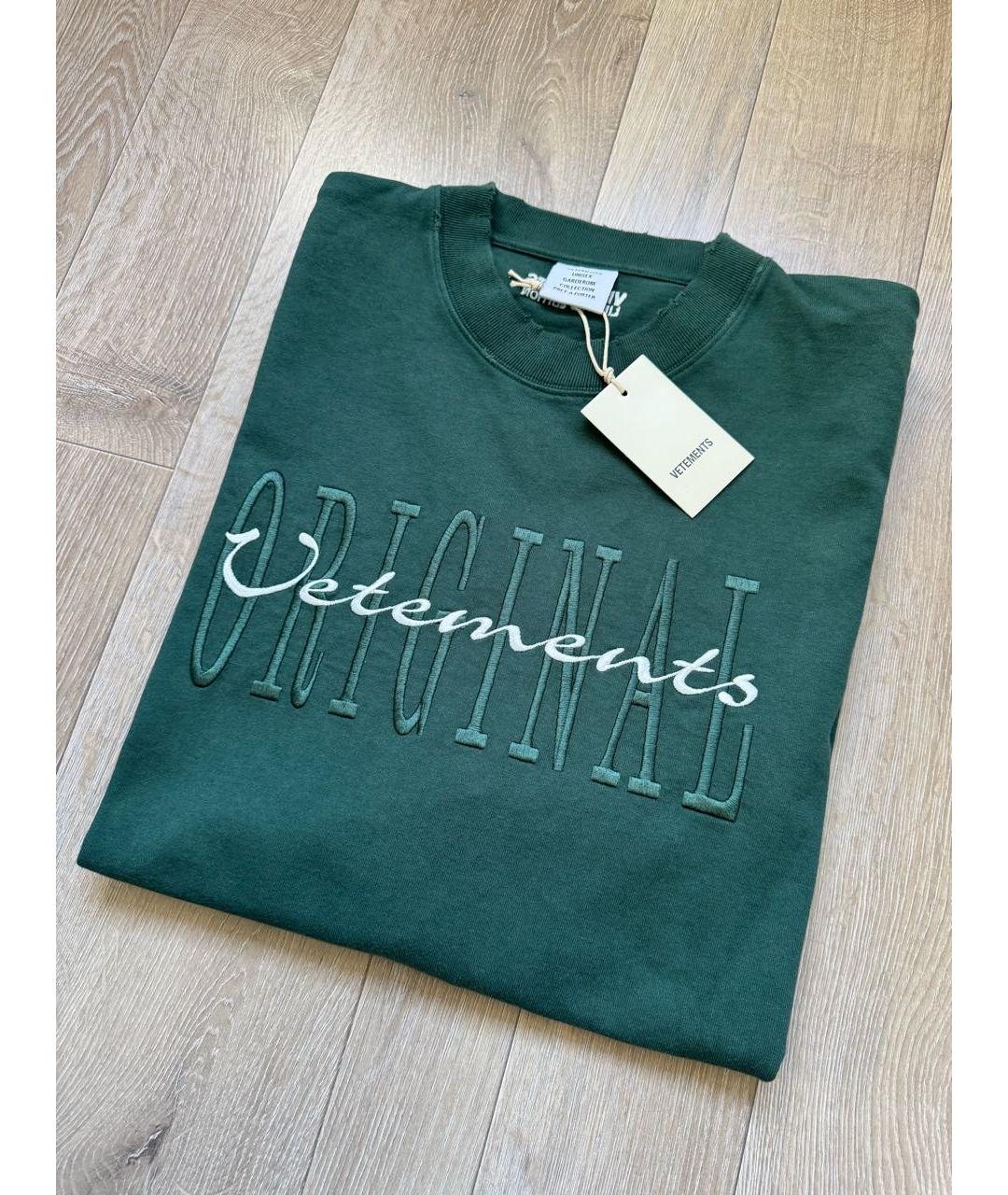 VETEMENTS Зеленая хлопковая футболка, фото 4