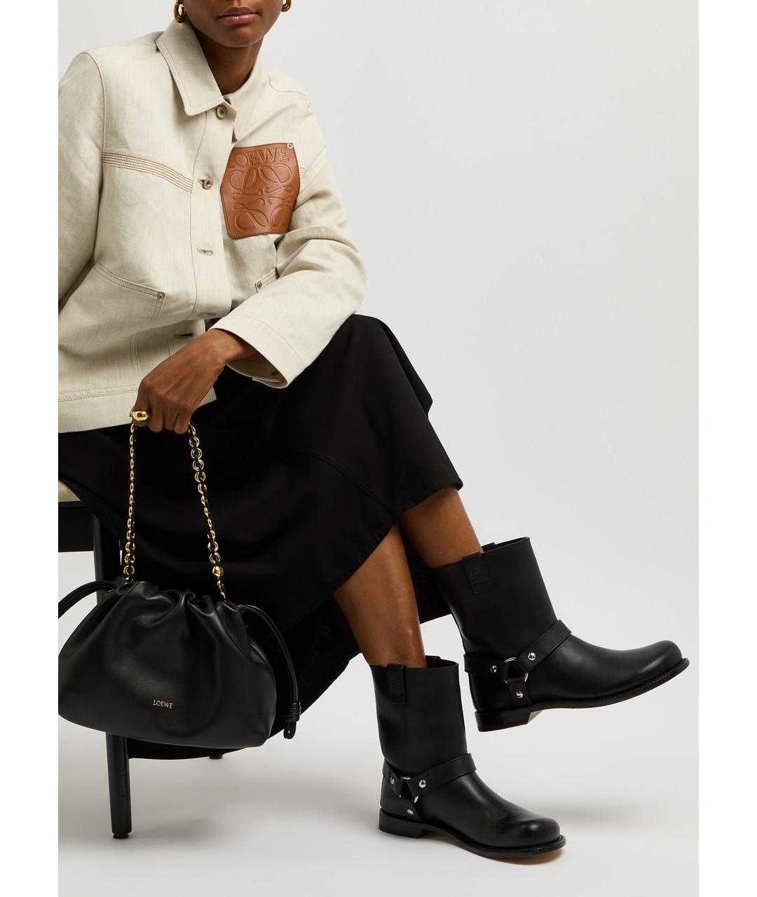 LOEWE Черные кожаные полусапоги, фото 5