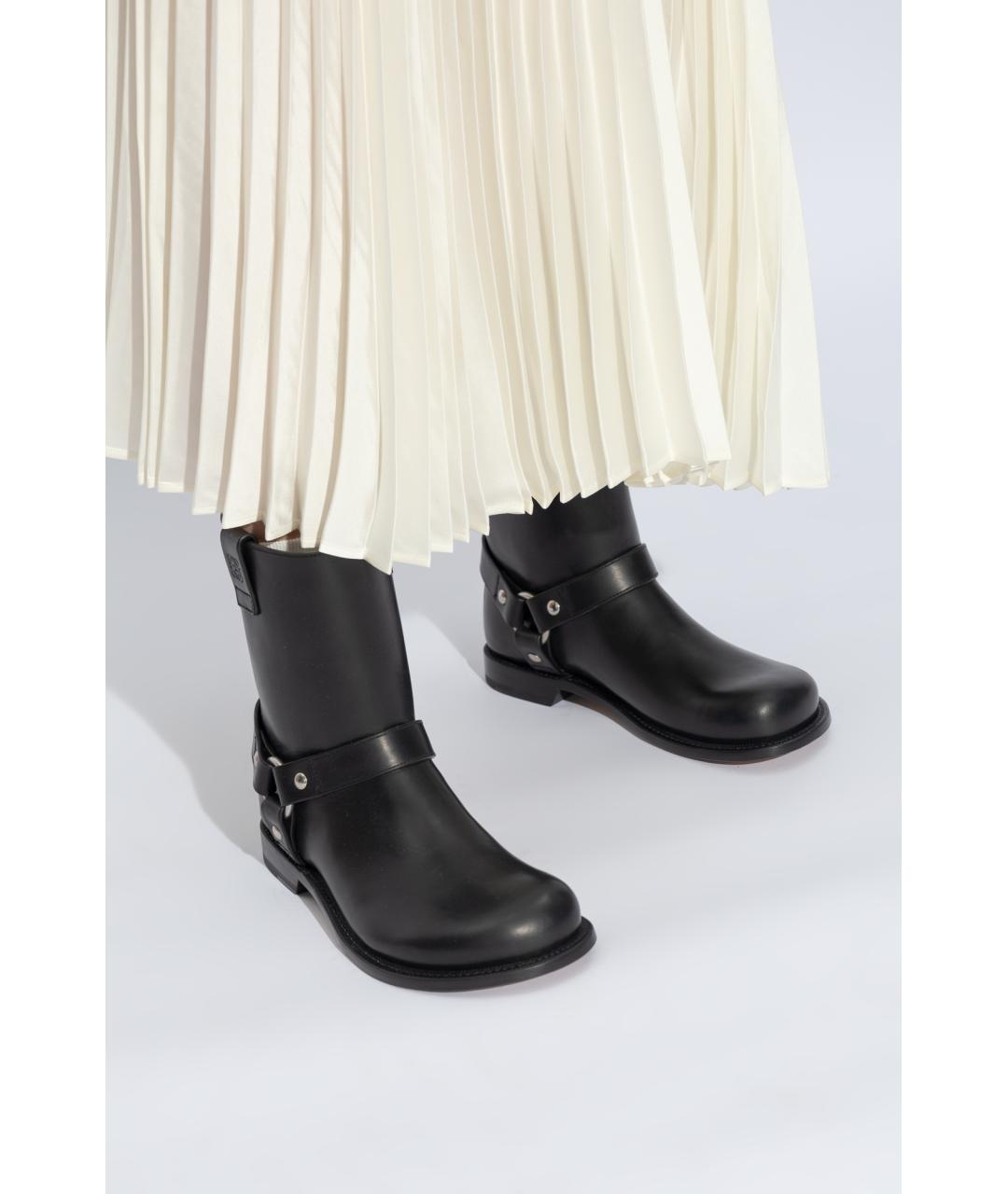 LOEWE Черные кожаные полусапоги, фото 6