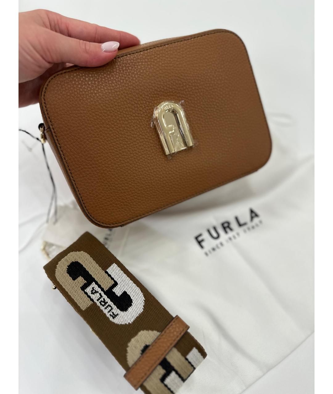 FURLA Коричневая кожаная сумка через плечо, фото 2