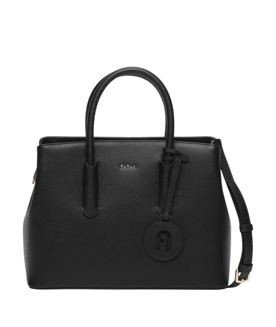 FURLA Черная кожаная сумка с короткими ручками, фото 1