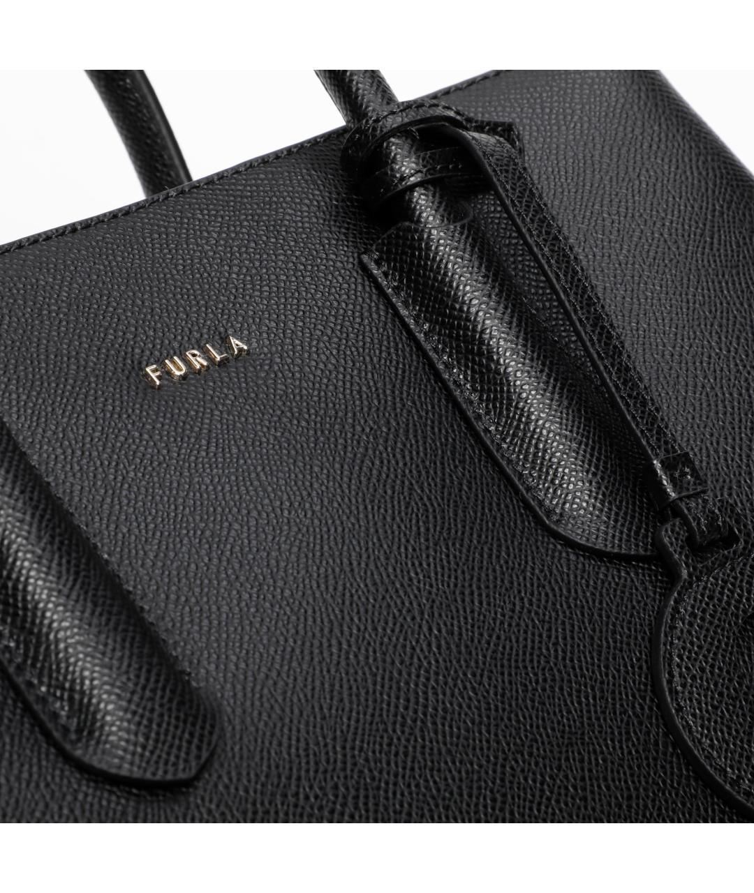 FURLA Черная кожаная сумка с короткими ручками, фото 3