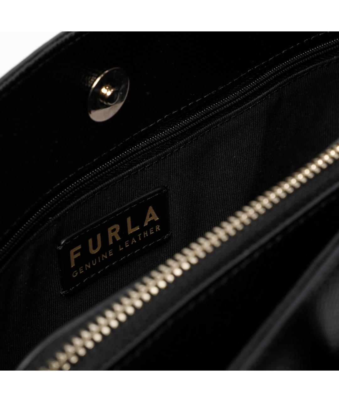 FURLA Черная кожаная сумка с короткими ручками, фото 4