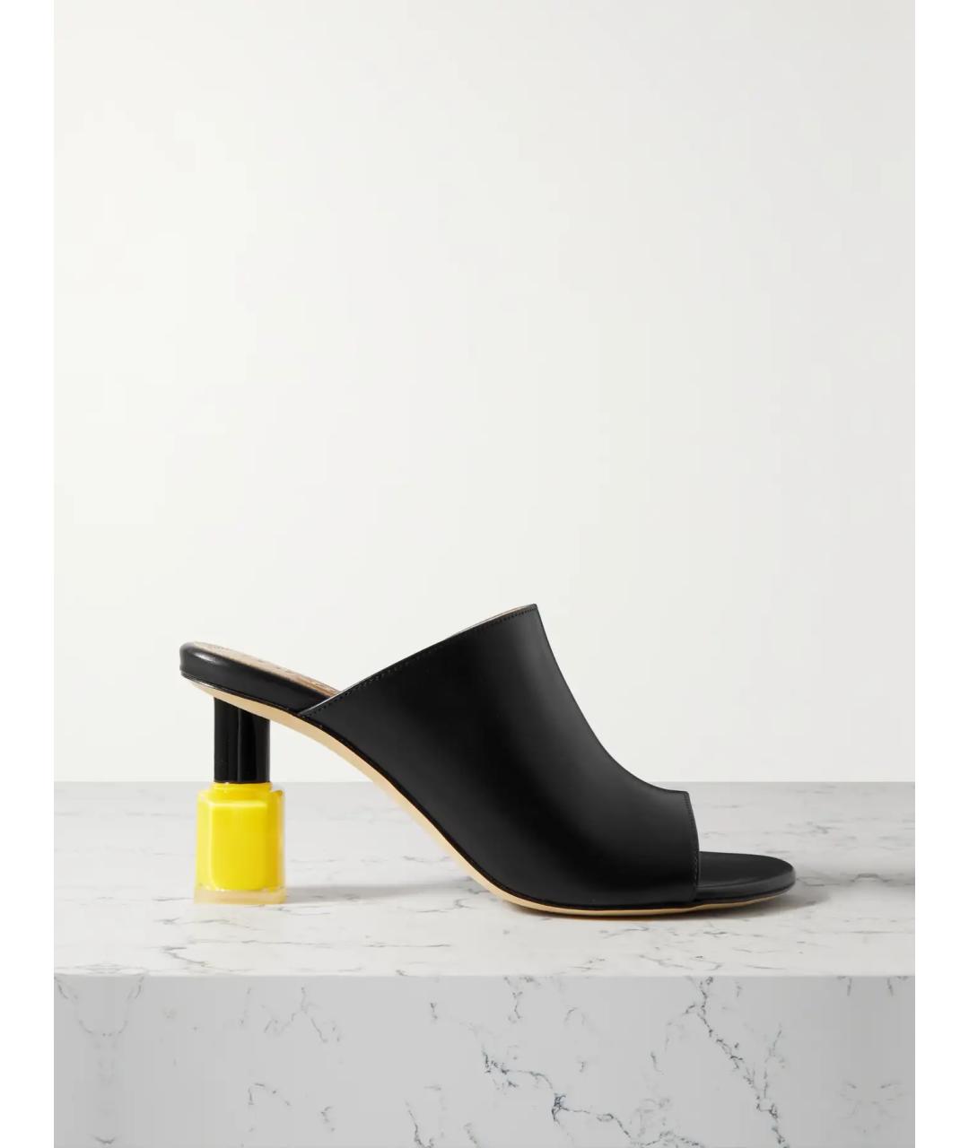 LOEWE Черные кожаные мюли, фото 5