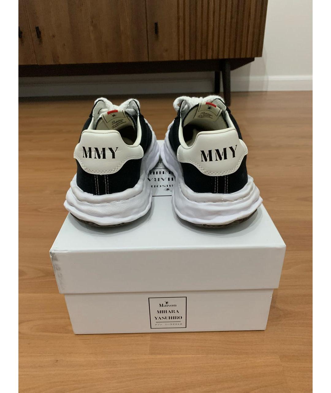 MAISON MIHARA YASUHIRO Черные текстильные низкие кроссовки / кеды, фото 4