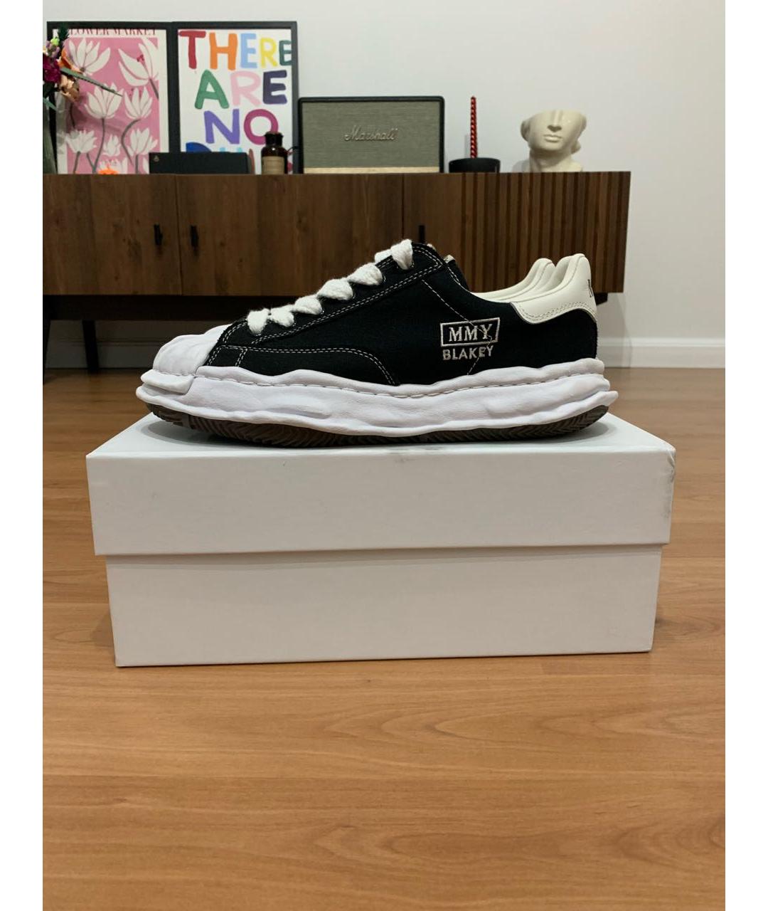 MAISON MIHARA YASUHIRO Черные текстильные низкие кроссовки / кеды, фото 5