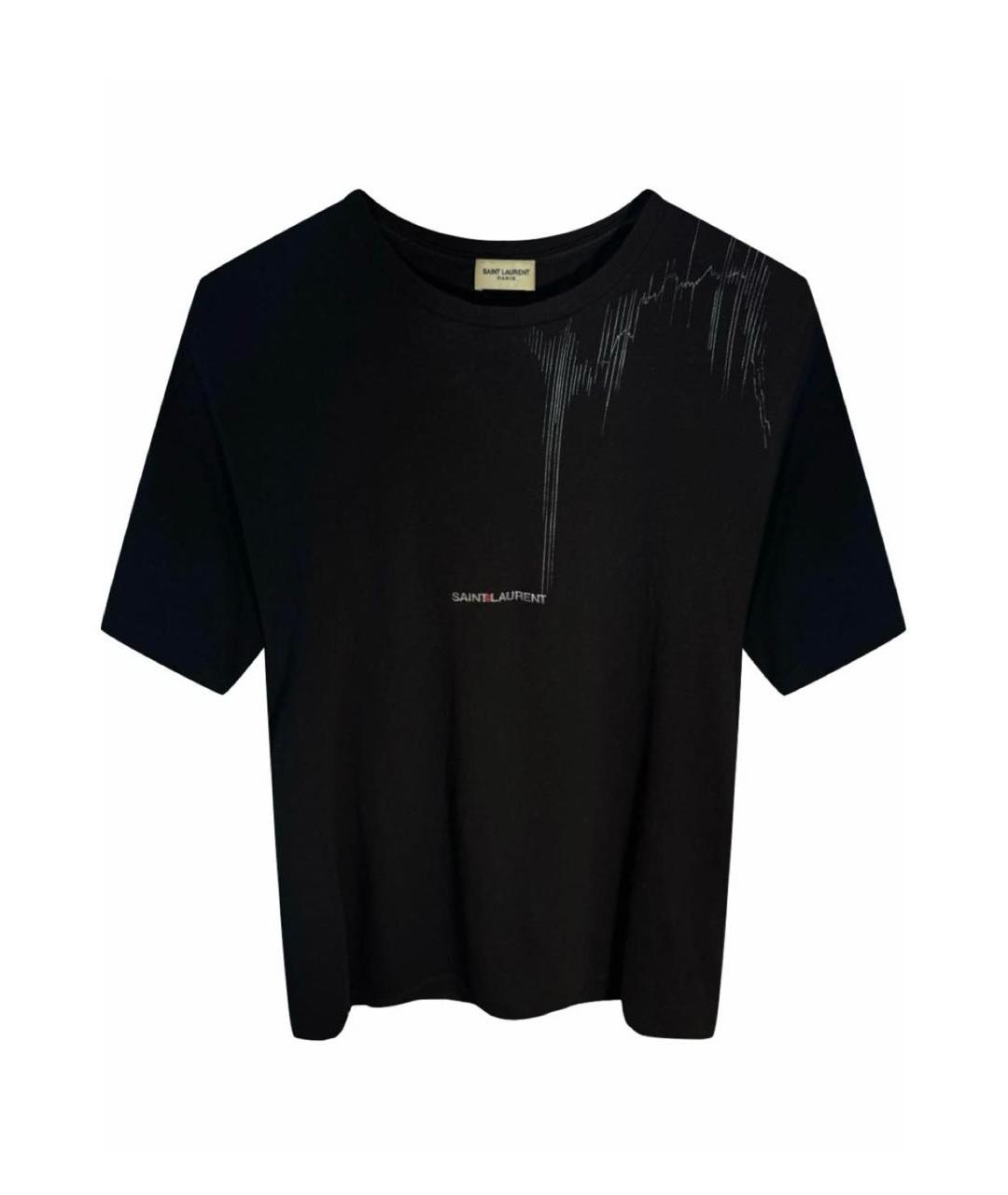 SAINT LAURENT Черная хлопковая футболка, фото 1