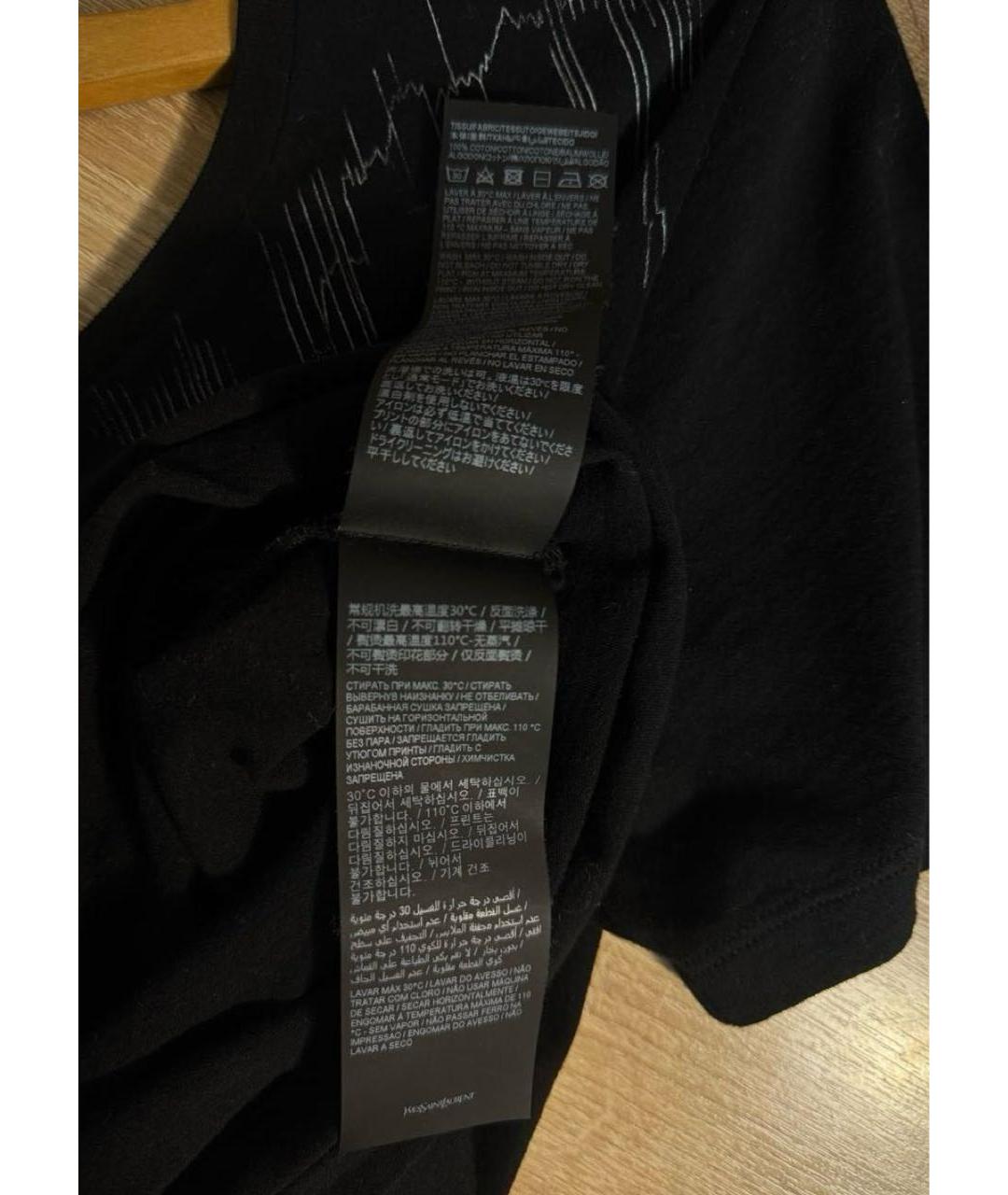 SAINT LAURENT Черная хлопковая футболка, фото 4