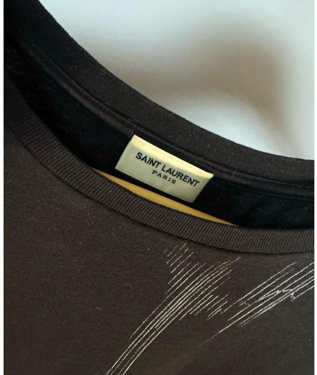 SAINT LAURENT Черная хлопковая футболка, фото 3