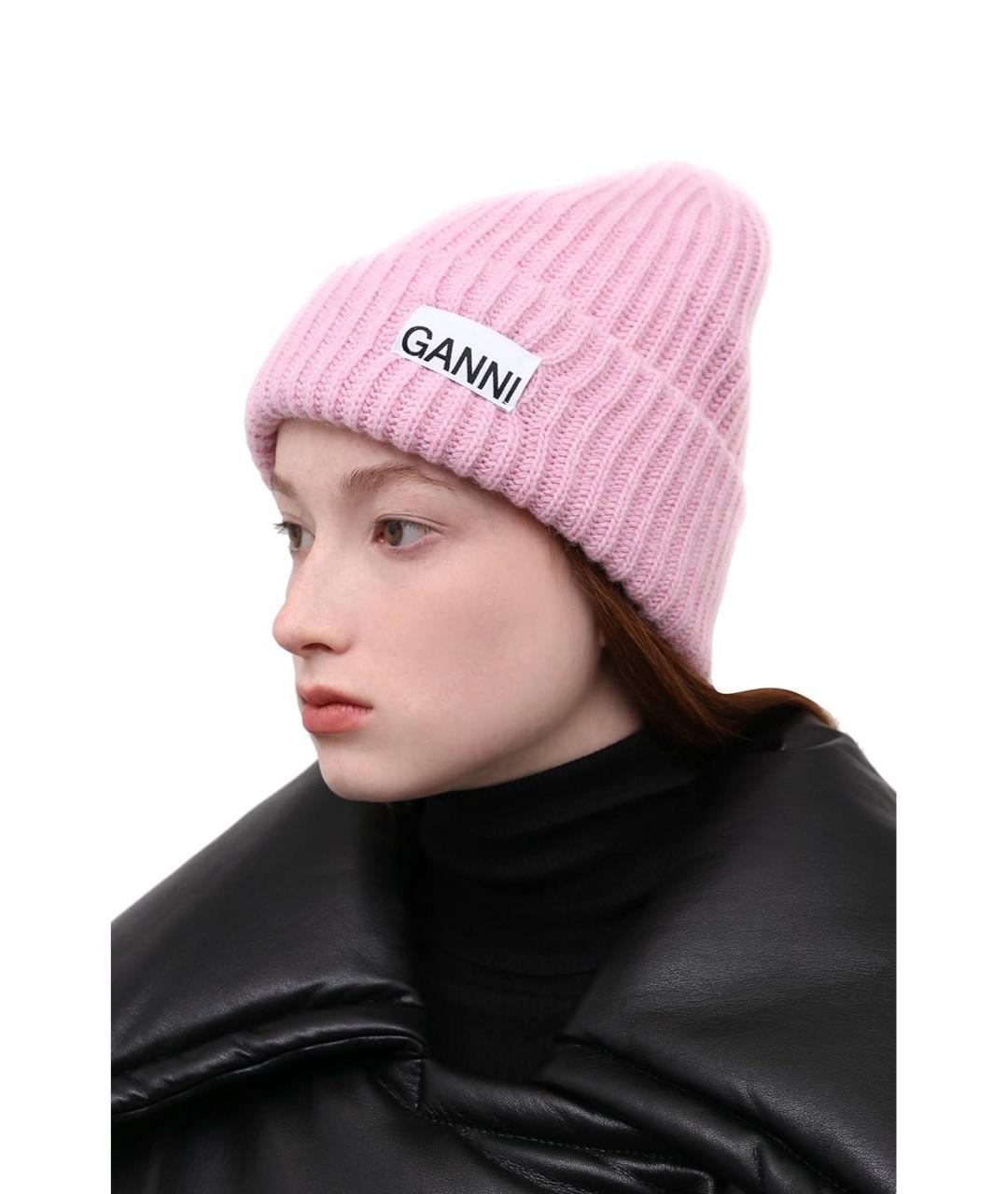 GANNI Розовая шерстяная шапка, фото 2