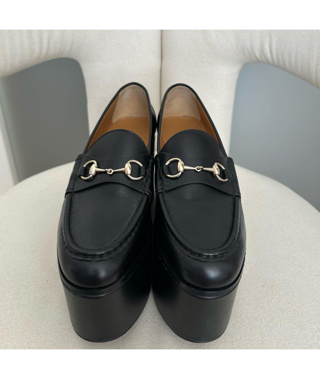 GUCCI Черные кожаные туфли, фото 2
