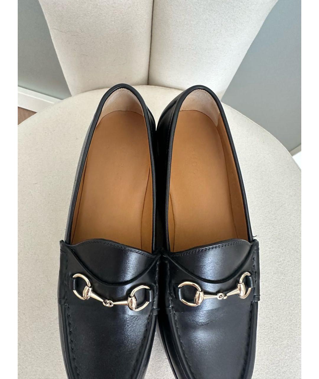 GUCCI Черные кожаные туфли, фото 3