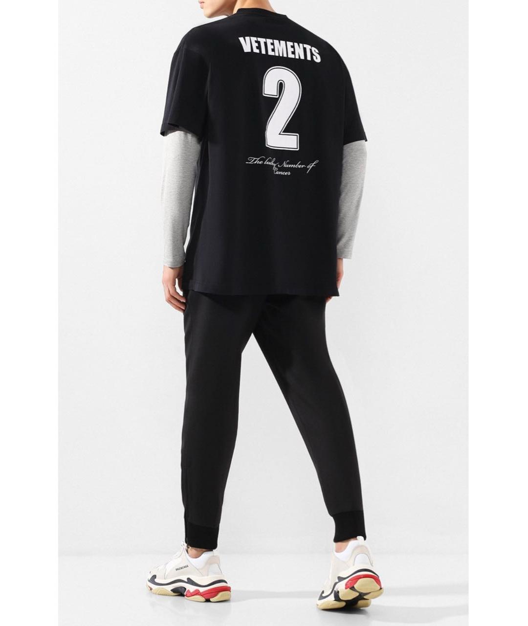 VETEMENTS Черная хлопковая футболка, фото 7