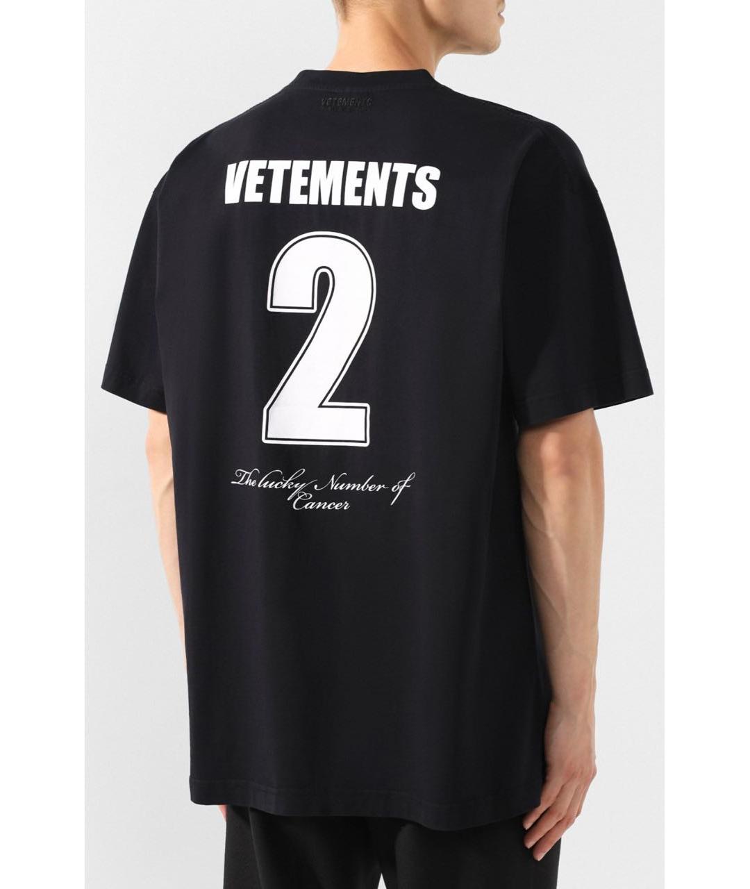 VETEMENTS Черная хлопковая футболка, фото 6