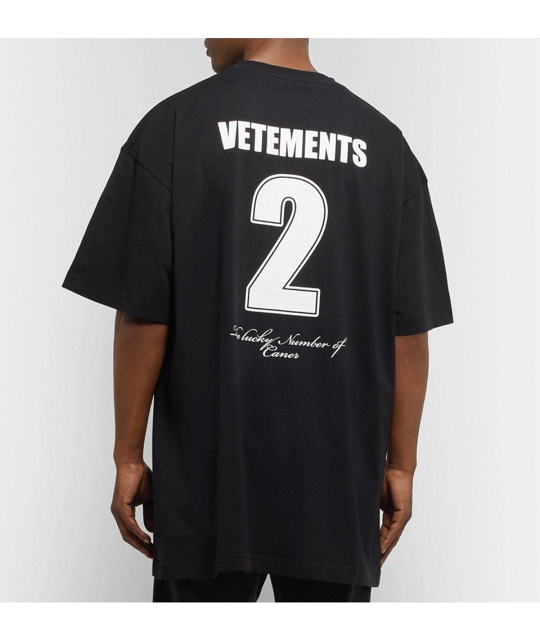 VETEMENTS Черная хлопковая футболка, фото 2