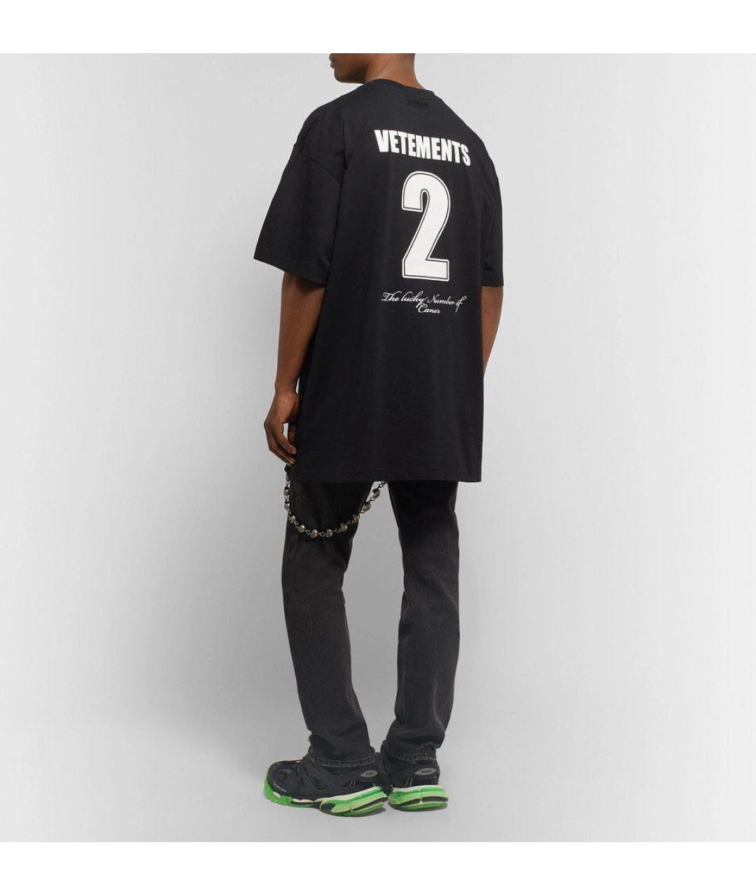 VETEMENTS Черная хлопковая футболка, фото 5