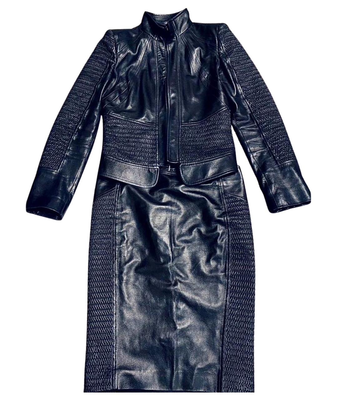 GUCCI Черный кожаный костюм с юбками, фото 1