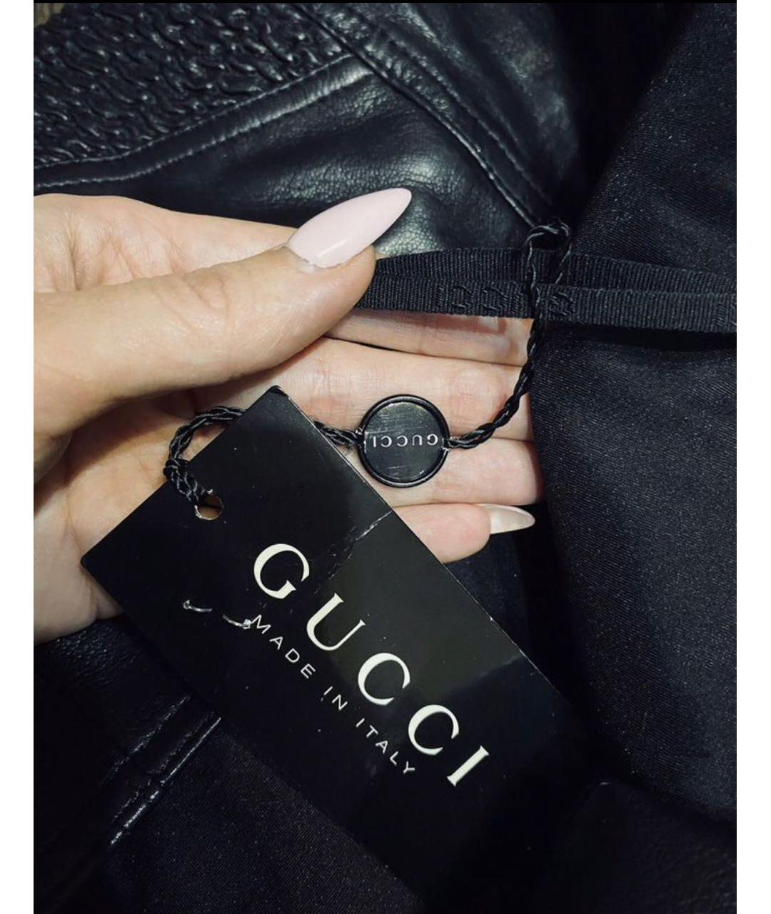 GUCCI Черный кожаный костюм с юбками, фото 6