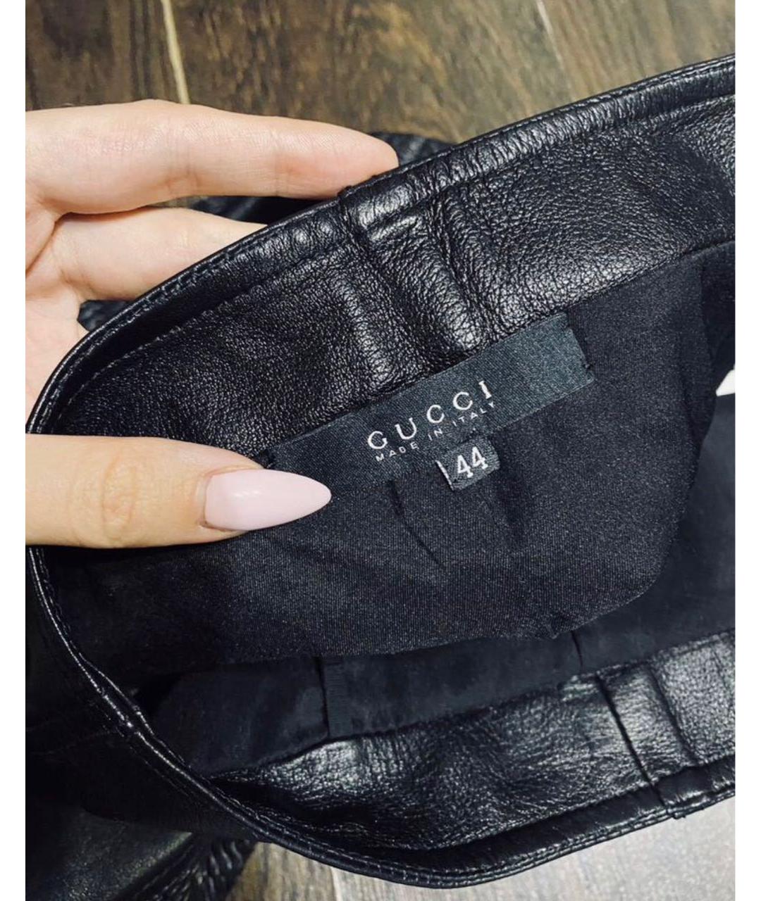 GUCCI Черный кожаный костюм с юбками, фото 4