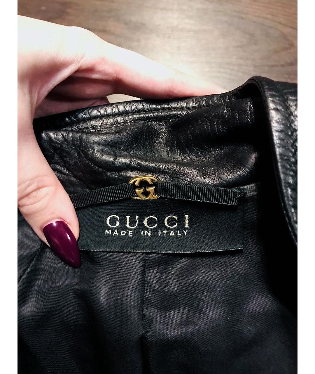 GUCCI Черный кожаный костюм с юбками, фото 3