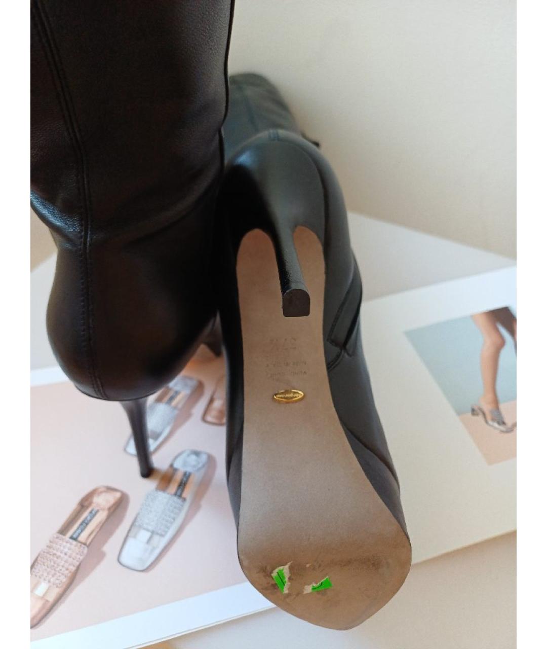 SERGIO ROSSI Черные кожаные сапоги, фото 8