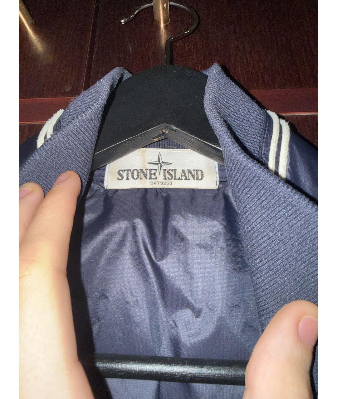 STONE ISLAND Темно-синяя полиэстеровая куртка, фото 2