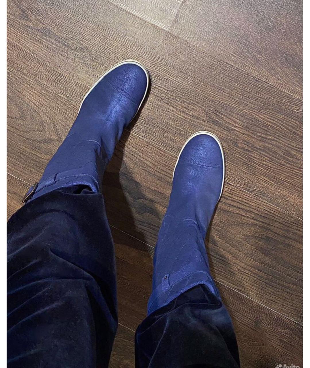 CHANEL Синие кожаные сапоги, фото 7