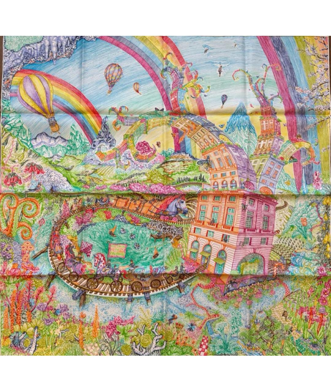 HERMES Мульти шелковый платок, фото 6