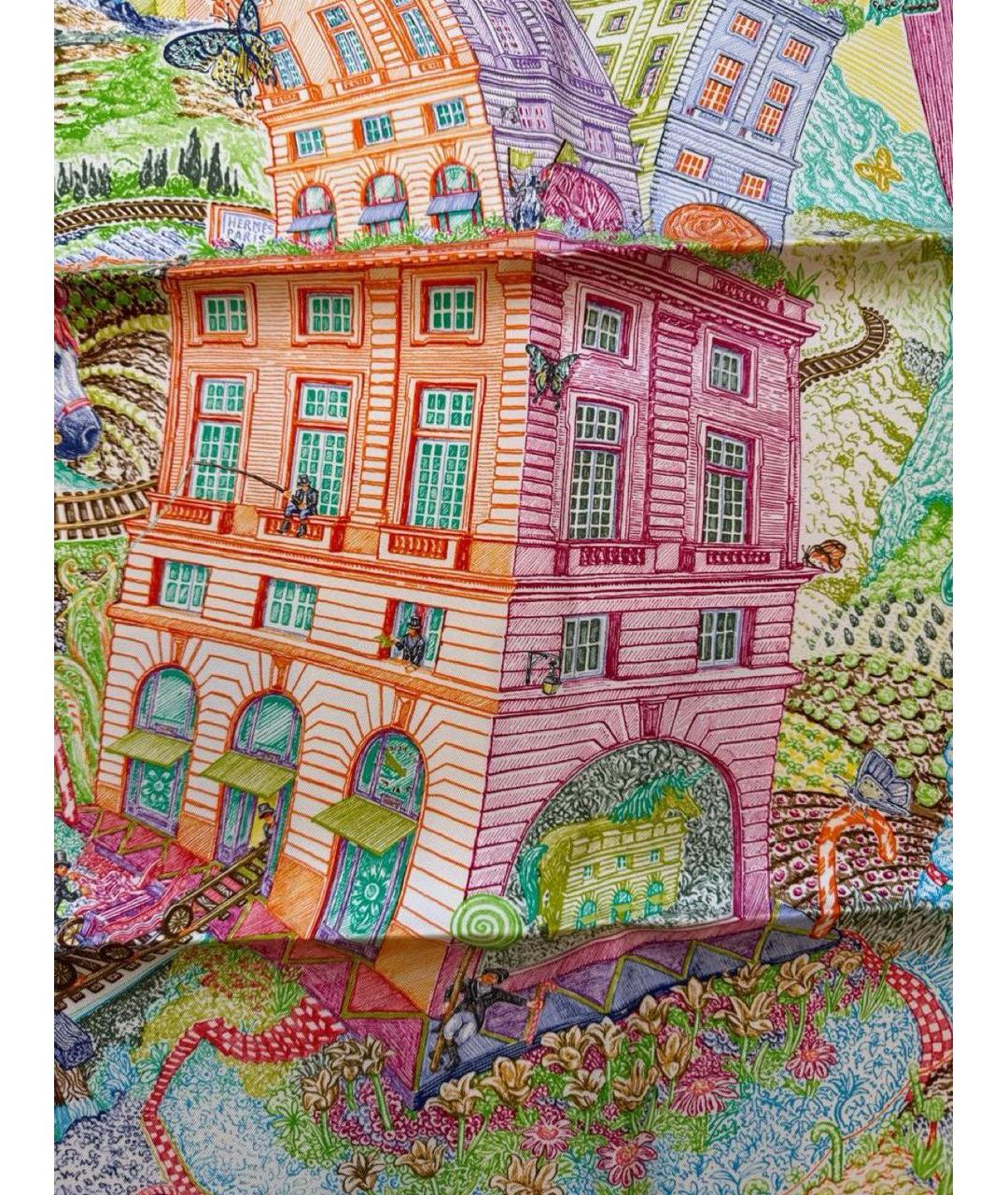 HERMES Мульти шелковый платок, фото 2