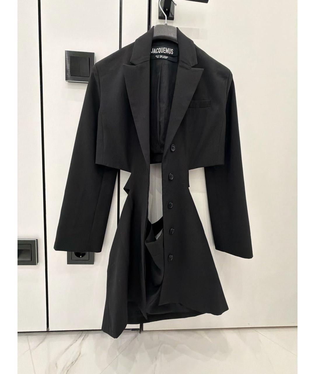 JACQUEMUS Черное хлопко-эластановое платье, фото 5