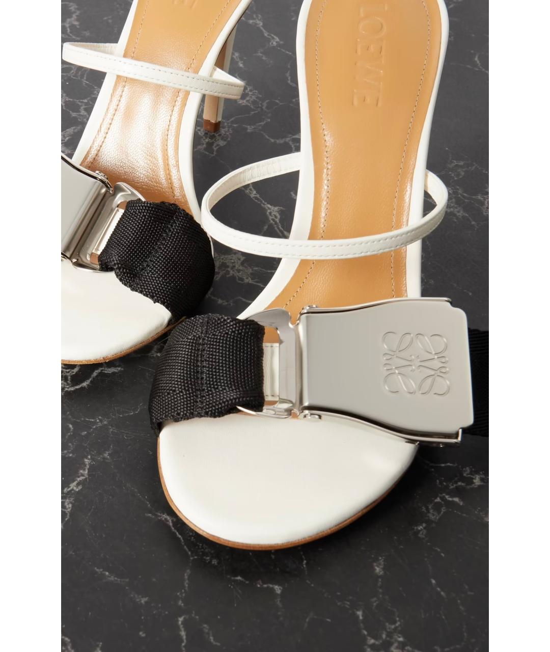 LOEWE Белые кожаные мюли, фото 4