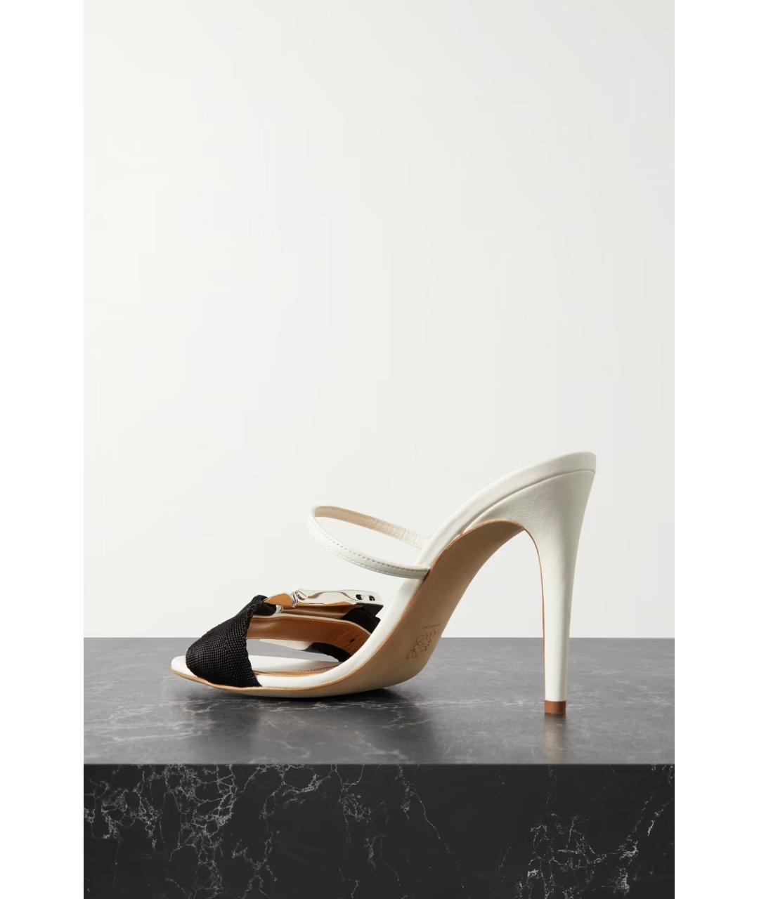 LOEWE Белые кожаные мюли, фото 3