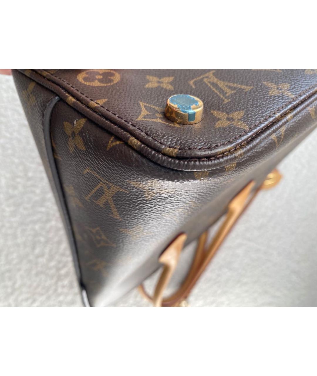 LOUIS VUITTON Коричневая кожаная сумка тоут, фото 5