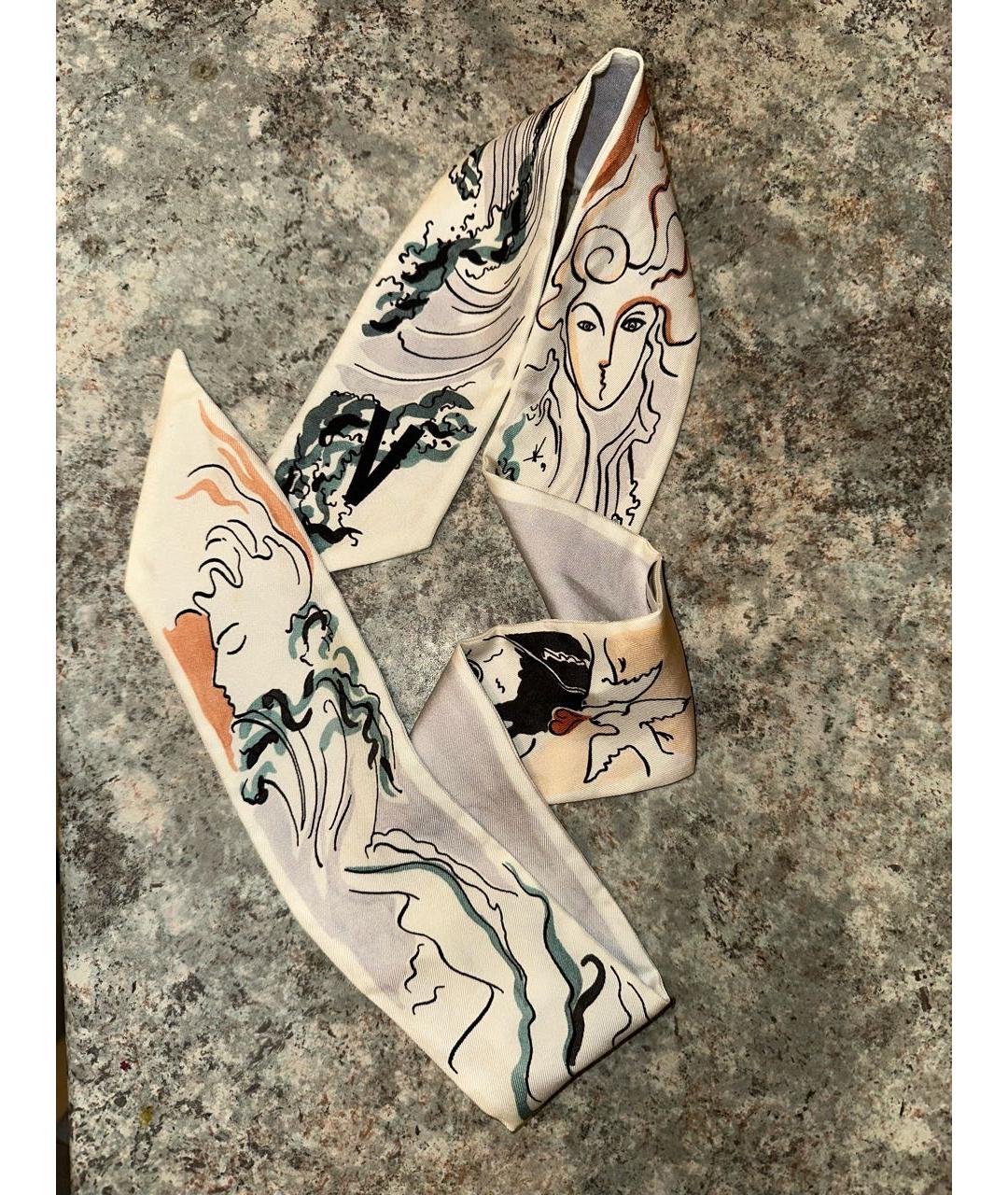 CHRISTIAN DIOR Белый шелковый шарф, фото 6