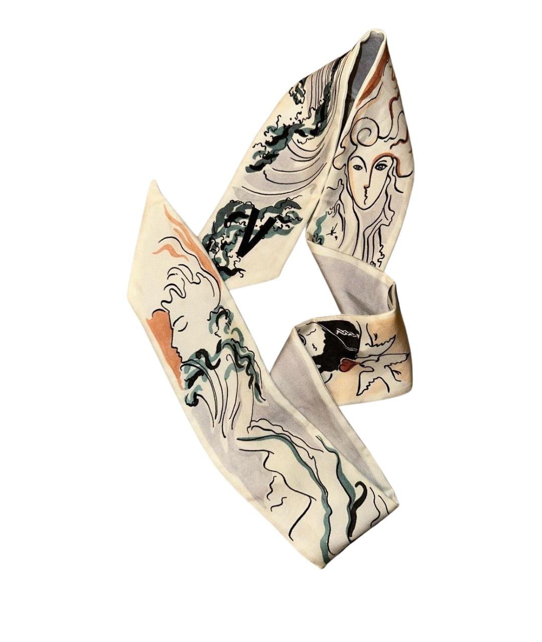 CHRISTIAN DIOR Белый шелковый шарф, фото 1