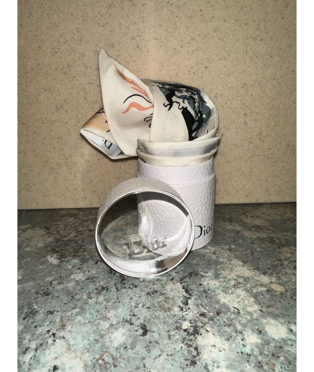 CHRISTIAN DIOR Белый шелковый шарф, фото 4