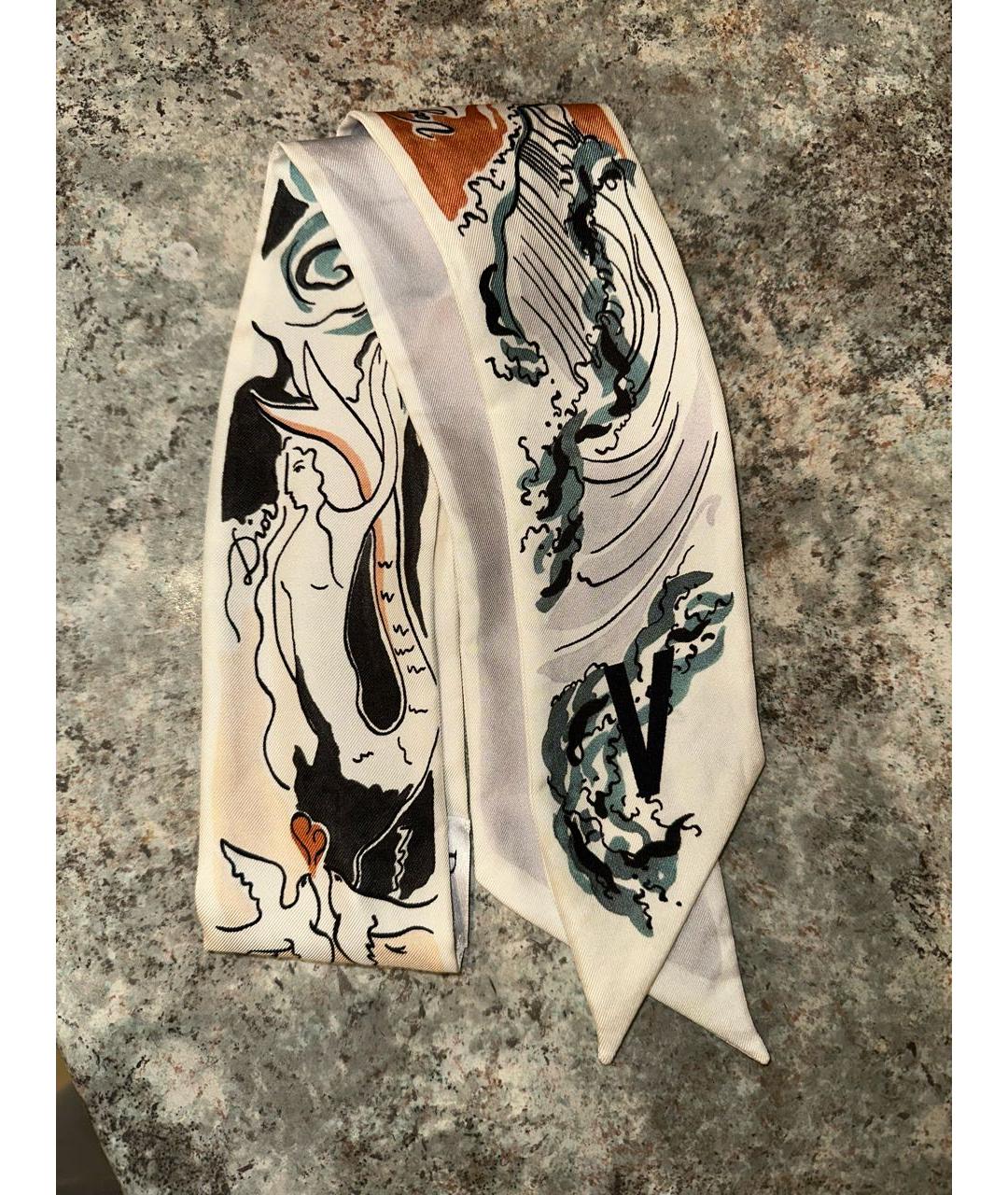 CHRISTIAN DIOR Белый шелковый шарф, фото 2